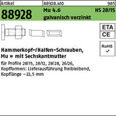 Halfenschrauben Typ 28/15 4.6 galvanisch verzinkt - Hammerkopf-Schrauben mit Mutter