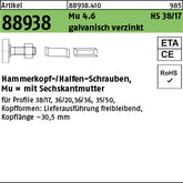 Halfenschrauben Typ 38/17 4.6 galvanisch verzinkt - Hammerkopf-Schrauben mit Mutter