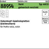 Hakenkopf Gewindeplatte Typ 40/22, , galvanisch verzinkt - Hakenkopf-Gewindeplatten