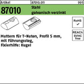 Muttern für T-Nuten Stahl galvanisch verzinkt 5 mm, mit Führungssteg - Muttern für T-Nuten