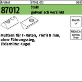 Muttern für T-Nuten Stahl galvanisch verzinkt 8 mm, ohne Führungssteg - Muttern für T-Nuten