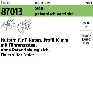 Muttern für T-Nuten Stahl galvanisch verzinkt 10 mm, ohne Potenzialausgl. - Muttern für T-Nuten