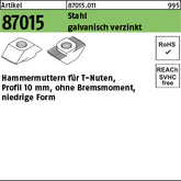 Hammerkopfmutter Stahl galvanisch verzinkt 10 mm, niedrige Form - Hammerkopfmuttern