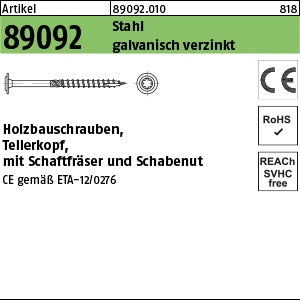 Holzbauschrauben CE Stahl Torx galvanisch verzinkt (Tellerkopf-Torx) - Holzbauschrauben