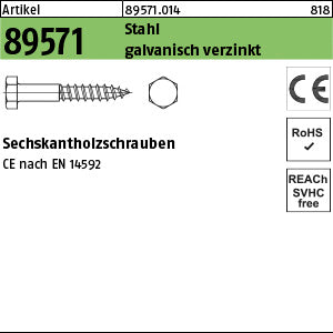 Sechskantholzschraube Stahl galvanisch verzinkt - Sechskantholzschrauben