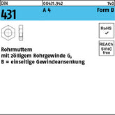 DIN 431 A4 B G 1/8 SW 19 A - Rohrmuttern