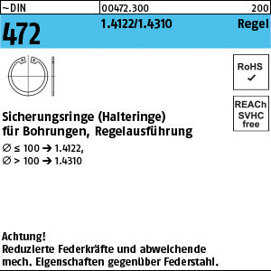 DIN 472 1.4122 rostfrei - Sicherungsringe