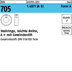 DIN 705 1.4571 A 8 A - Stellringe