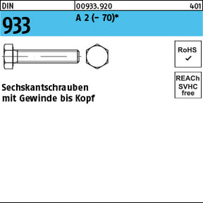 DIN 933 A2 – Sechskantschrauben mit Vollgewinde