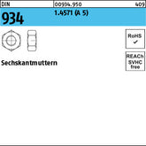 DIN 934 1.4571 A 5 - Sechskantmuttern