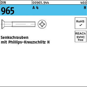 DIN 965 A4 Phillips/Kreuzschlitz - Senkschrauben