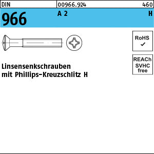 DIN 966 A2 Phillips/Kreuzschlitz - Linsensenkschrauben