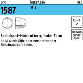DIN 1587 Sechskant-Hutmuttern Edelstahl A2 – hohe Form