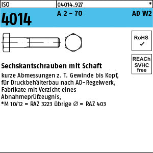 ISO 4014 A2-70 AD-W7/2 A2-70 - Sechskantschrauben