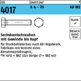 ISO 4017 A4-70 AD-W7/2 A4-70 - Sechskantschrauben