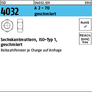 ISO 4032 A2-70 geschmiert - Sechskantmuttern