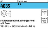 ISO 4035 A4 - niedrige Sechskantmuttern
