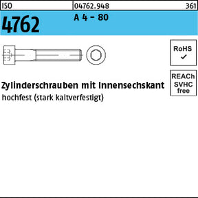 ISO 4762 A4-80 - Zylinderschrauben mit Innensechskant