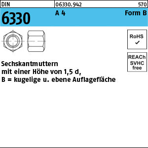 DIN 6330 A4 BM 6 SW 10 A - Sechskantmuttern