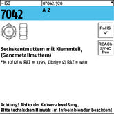ISO 7042 A2 DIN 934 mit 3-Punkt-Quetschung - Sechskantmuttern