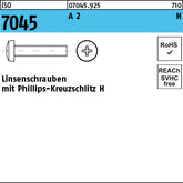ISO 7045 A2 Phillips/Kreuzschlitz - Flachkopfschrauben