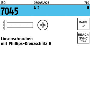ISO 7045 A2 Phillips/Kreuzschlitz - Flachkopfschrauben