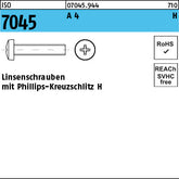 ISO 7045 A4 Phillips/Kreuzschlitz - Flachkopfschrauben