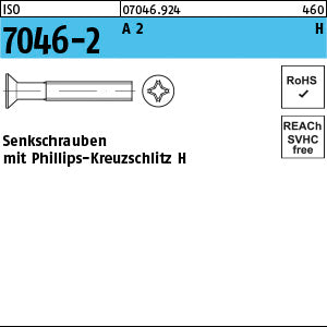 ISO 7046 -2 A2 Phillips/Kreuzschlitz - Senkschrauben