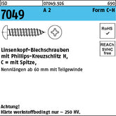 ISO 7049 A2 Form C Phillips/Kreuzschlitz - Blechschrauben