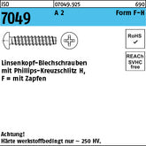 ISO 7049 A2 Form F Phillips/Kreuzschlitz - Blechschrauben