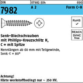 DIN 7982 A2 Form C Phillips/Kreuzschlitz - Senk-Blechschrauben