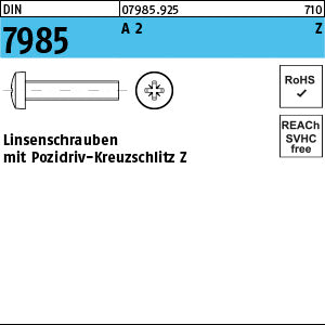 DIN 7985 A2 Pozidriv/Kreuzschlitz - Linsenschrauben