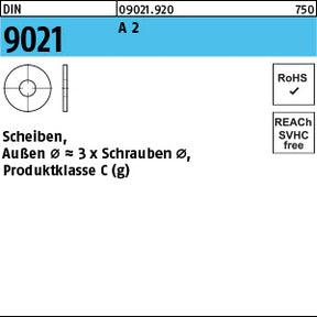 DIN 9021 A2 – Große Unterlegscheiben aus Edelstahl, Produktklasse C
