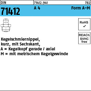 DIN 71412 A4 AM SW 7 Sechskant - Kegelschmiernippel