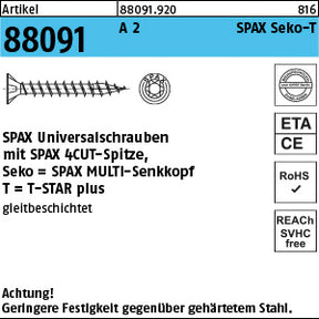 SPAX A2 Torx Senkkopf - Universalschraube / Spanplattenschraube
