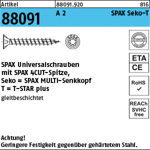 SPAX A2 Torx Senkkopf A2 (Senkkopf-Torx)