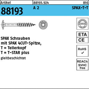 SPAX Tellerkopf A2 Torx A2 Holzschrauben