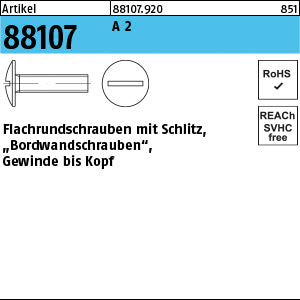 Bordwandschr. A2 K 12 ohne Mutter - Bordwandschrauben