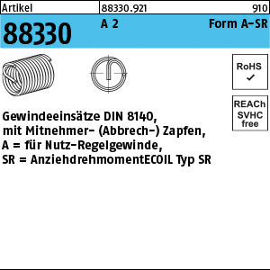 AMECOIL Gewindeeinsätze A2 Typ SR AM A2
