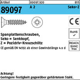 Spanplattenschrauben Senkkopf A2 Pozidriv/Kreuzschlitz Vollgewinde (Senkkopf-Pozidriv) - Spanplattenschrauben
