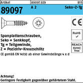 Spanplattenschrauben Senkkopf CE A2 Pozidriv/Kreuzschlitz Teilgewinde (Senkkopf-Pozidriv) - Spanplattenschrauben