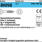 Spanplattenschrauben Senkkopf CE A2 Torx Teilgewinde (Senkkopf-ISR) - Spanplattenschrauben