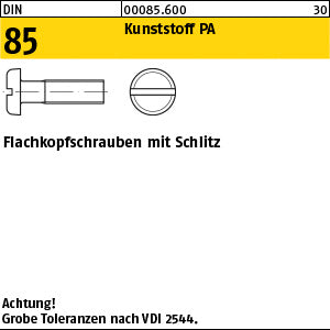 DIN 85 Kunststoff Polyamid - Flachkopfschrauben