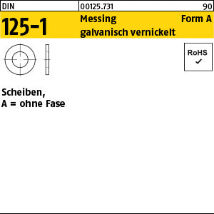 DIN 125 Messing A 3, 2 vernickelt Messing Ni - Scheiben