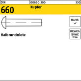 DIN 660 Kupfer Cu - Halbrundniete