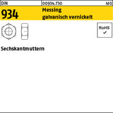 DIN 934 Messing galvanisch vernickelt - Sechskantmuttern
