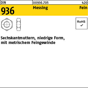 DIN 936 Messing - Sechskantmuttern [050]