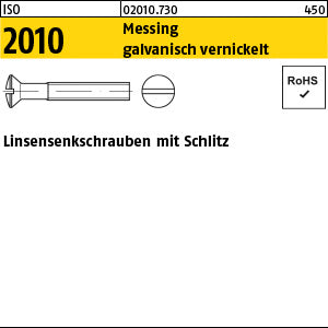 ISO 2010 Messing galvanisch vernickelt - Linsensenkschrauben