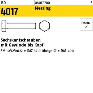 ISO 4017 Messing - Sechskantschrauben