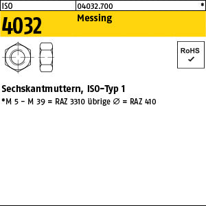 ISO 4032 Messing - Sechskantmuttern
